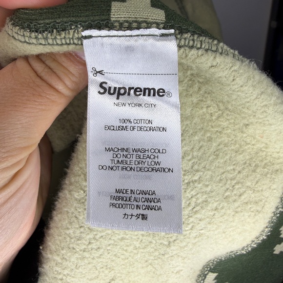 Supreme Olive and Beige Patterned Hoodie - Picture 6 of 10